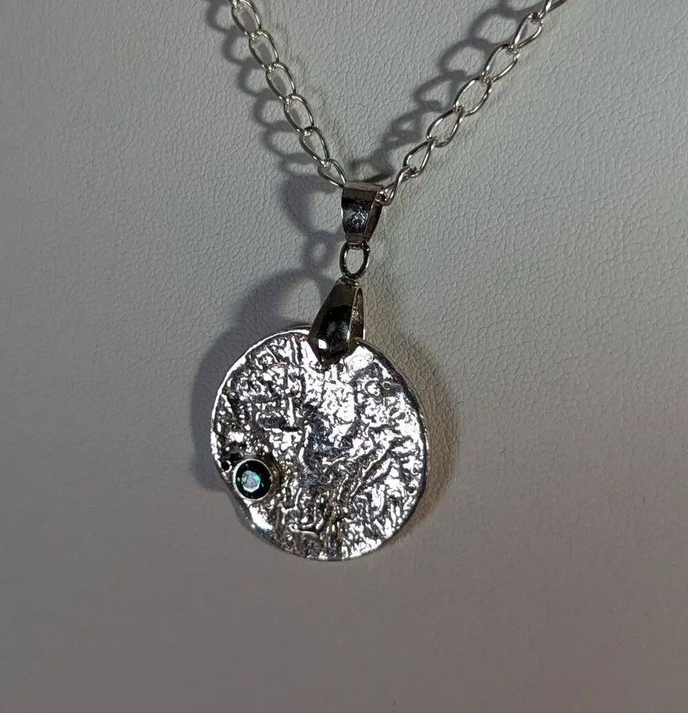 Silver retriculated coin Pendant  1